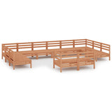 12 Piece Garden Lounge Set Honey Brown Solid Pinewood