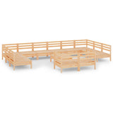13 Piece Garden Lounge Set Solid Pinewood - Front View