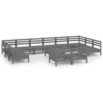 13 Piece Garden Lounge Set Grey Solid Pinewood