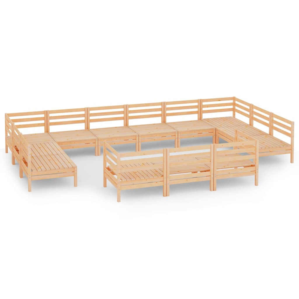 13 Piece Garden Lounge Set Solid Pinewood