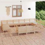 13 Piece Garden Lounge Set Solid Pinewood