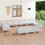 13 Piece Garden Lounge Set White Solid Pinewood