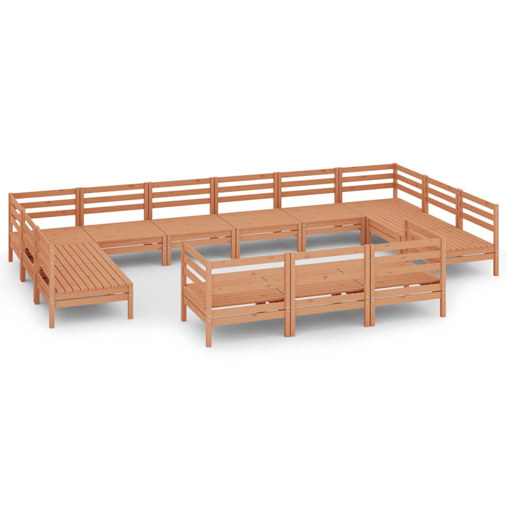 13 Piece Garden Lounge Set Honey Brown Solid Pinewood