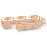 14 Piece Garden Lounge Set Solid Pinewood