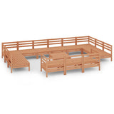 14 Piece Garden Lounge Set Honey Brown Solid Pinewood