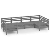 6 Piece Garden Lounge Set Grey Solid Pinewood