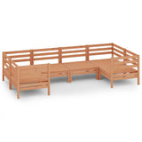 6 Piece Garden Lounge Set Honey Brown Solid Pinewood