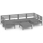 7 Piece Garden Lounge Set Grey Solid Pinewood