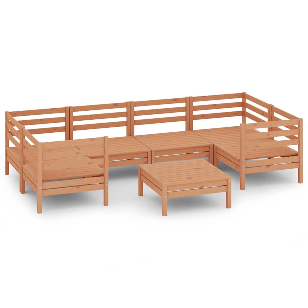 7 Piece Garden Lounge Set Honey Brown Solid Pinewood