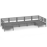 7 Piece Garden Lounge Set Grey Solid Pinewood - Front View