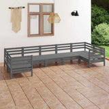 7 Piece Garden Lounge Set Grey Solid Pinewood