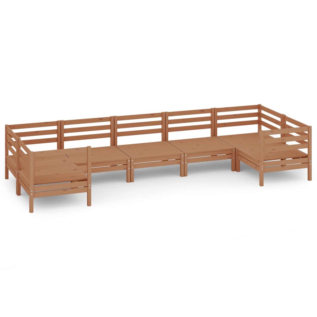 7 Piece Garden Lounge Set Honey Brown Solid Pinewood