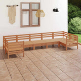 7 Piece Garden Lounge Set Honey Brown Solid Pinewood