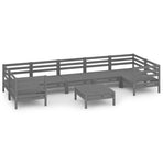8 Piece Garden Lounge Set Grey Solid Pinewood
