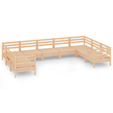 9 Piece Garden Lounge Set Solid Pinewood - Front View