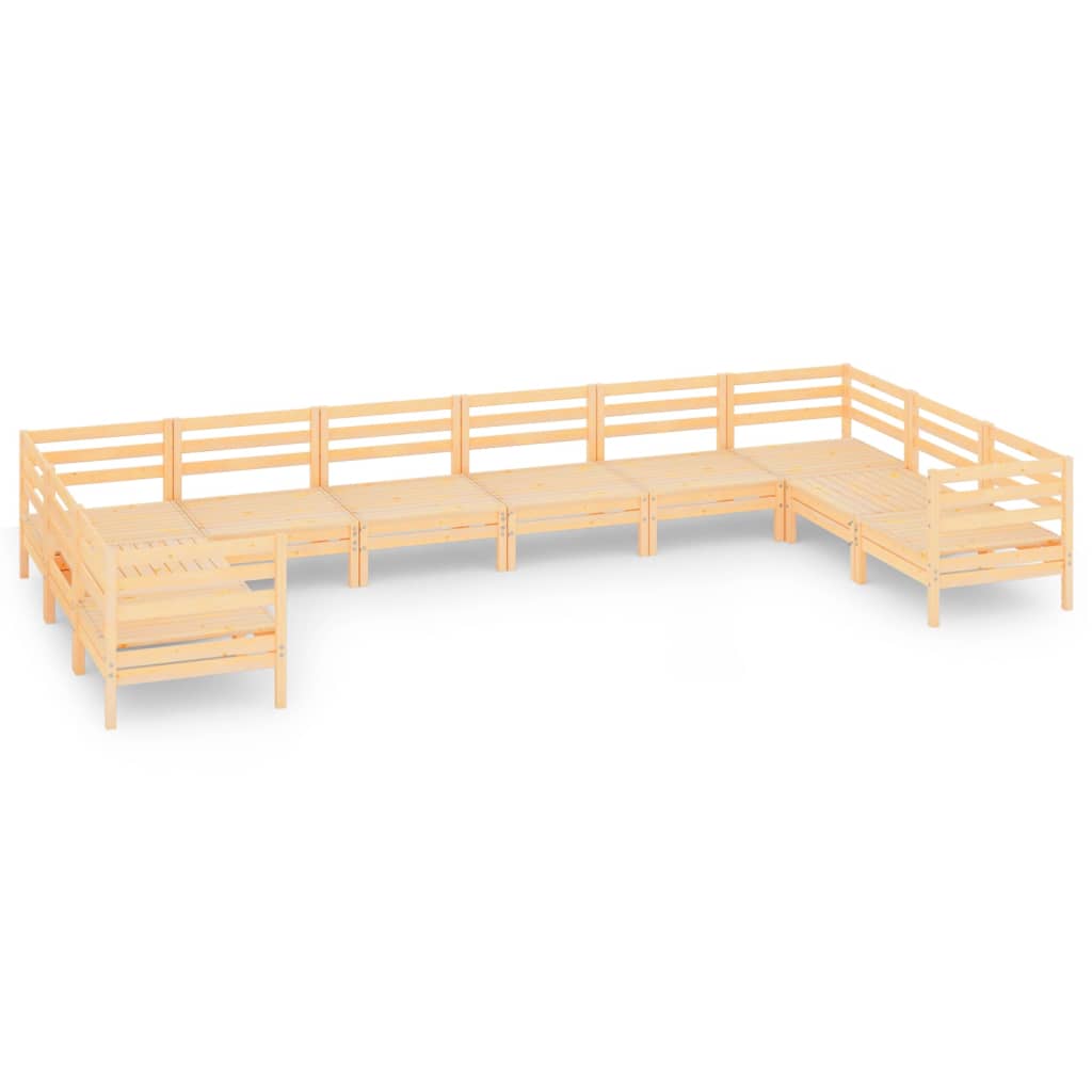 10 Piece Garden Lounge Set Solid Pinewood