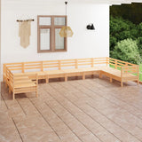 10 Piece Garden Lounge Set Solid Pinewood