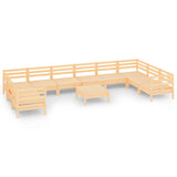 11 Piece Garden Lounge Set Solid Pinewood - Front View