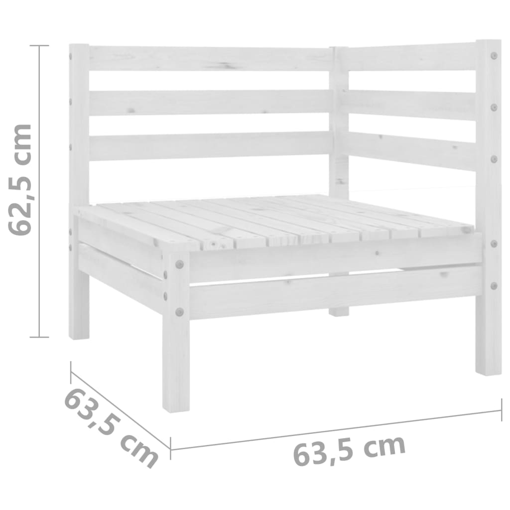 11 Piece Garden Lounge Set White Solid Pinewood