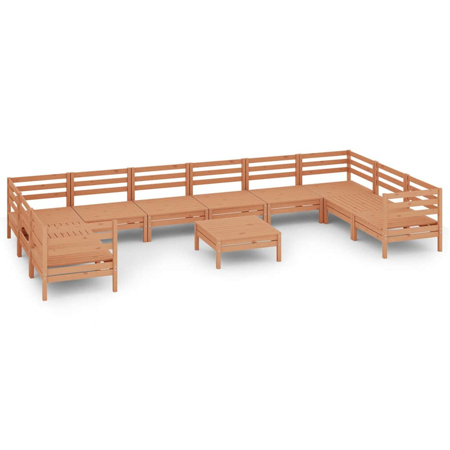 11 Piece Garden Lounge Set Honey Brown Solid Pinewood