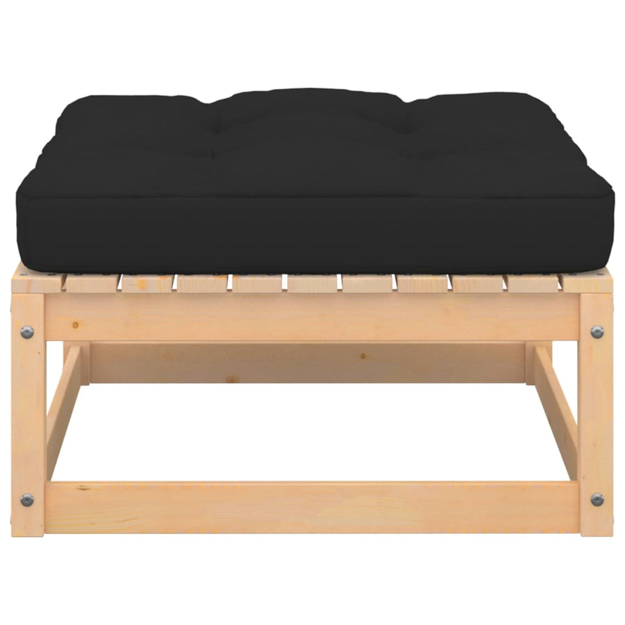 Garden Footstools with Cushions 2 pcs Solid Pinewood