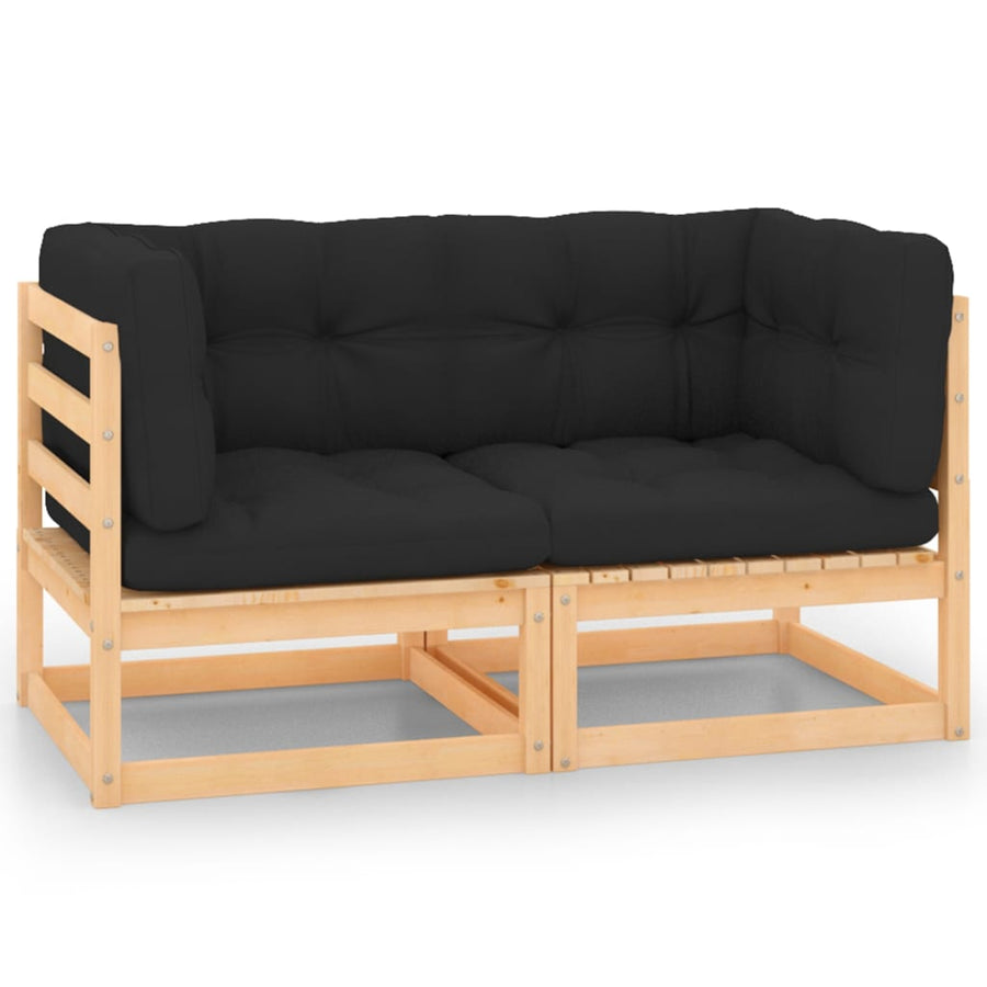 Garden Corner Sofas with Cushions 2 pcs Solid Pinewood