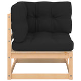 Garden Corner Sofas with Cushions 2 pcs Solid Wood Pine - Front View