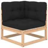 Garden Corner Sofas with Cushions 2 pcs Solid Wood Pine - Side View