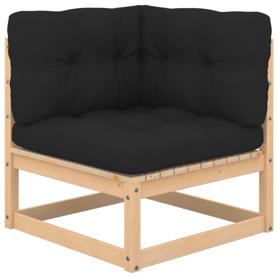 Garden Corner Sofas with Cushions 2 pcs Solid Pinewood