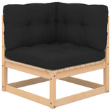 5 Piece Garden Lounge Set with Cushions Solid Pinewood - Front View