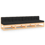 4 Piece Garden Lounge Set with Cushions Solid Wood Pine