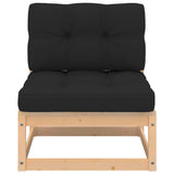 6 Piece Garden Lounge Set with Cushions Solid Pinewood - 45-Degree Angle