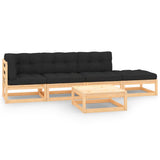 5 Piece Garden Lounge Set with Cushions Solid Pinewood