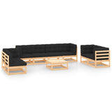 9 Piece Garden Lounge Set with Cushions Solid Pinewood