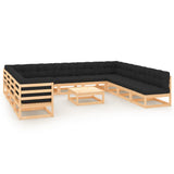 12 Piece Garden Lounge Set with Anthracite Cushions Pinewood
