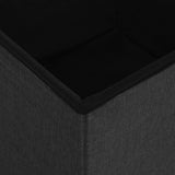 Folding Storage Stool Black Faux Linen - Rear View