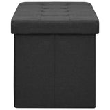 Folding Storage Bench Black Faux Linen - Top-Down View