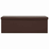Folding Storage Bench Brown PVC