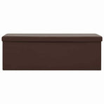 Folding Storage Bench Brown PVC