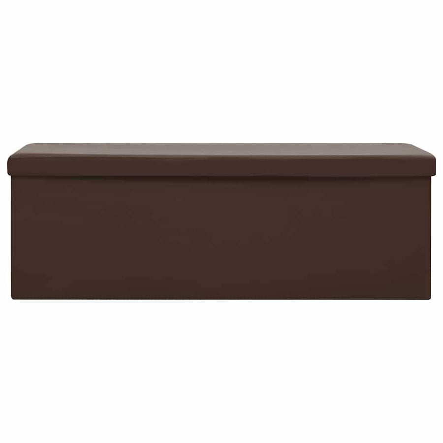 Folding Storage Bench Brown PVC