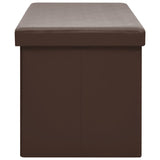Folding Storage Bench Brown PVC - Top-Down View