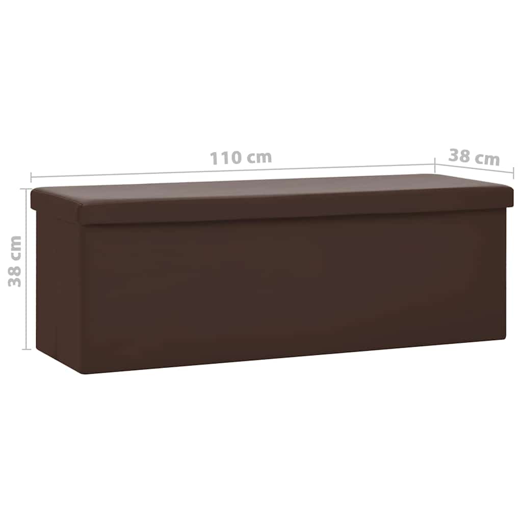 Folding Storage Bench Brown PVC