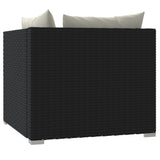 2-Seater Sofa with Cushions Black Poly Rattan - Close-Up Angle