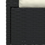 2-Seater Sofa with Cushions Black Poly Rattan - Low Angle