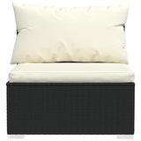 3-Seater Sofa with Cushions Black Poly Rattan - Top-Down View