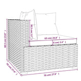 3-Seater Sofa with Cushions Black Poly Rattan - Low Angle