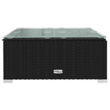 Garden Coffee Table Black 60x60x30 cm Poly Rattan and Glass - Side View
