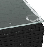 Garden Coffee Table Black 60x60x30 cm Poly Rattan and Glass - Top-Down View