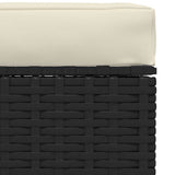 Garden Footrest with Cushion Black 70x70x30 cm Poly Rattan - Top-Down View