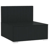 Garden Middle Sofa with Cushions Black Poly Rattan - Side View
